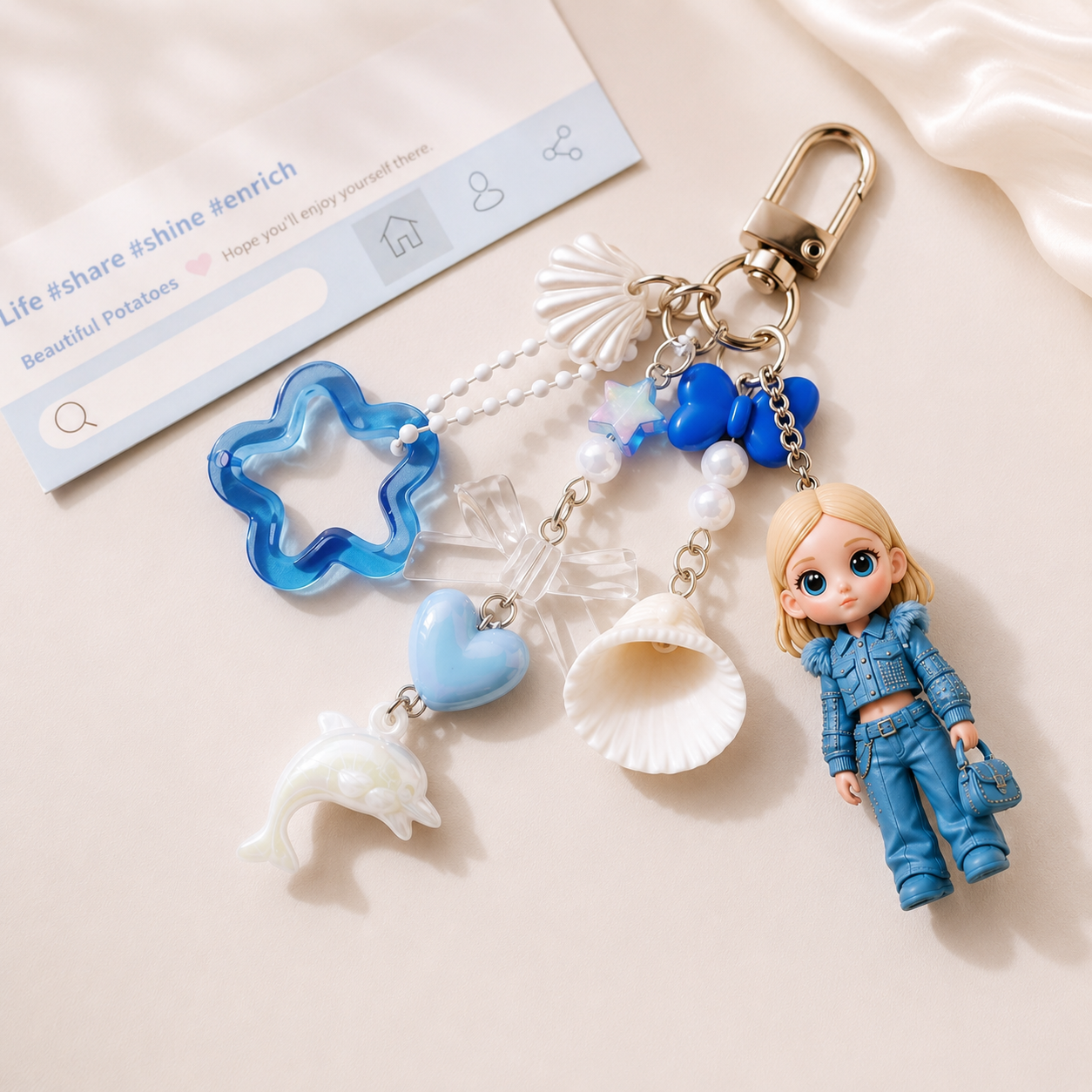 Custom 3D Keychain Figure from Photo with Cute Dolphin Accessory Personalized Perfect Gift for Family Couples & Pets Unique Gift for Couples Birthday Anniversary