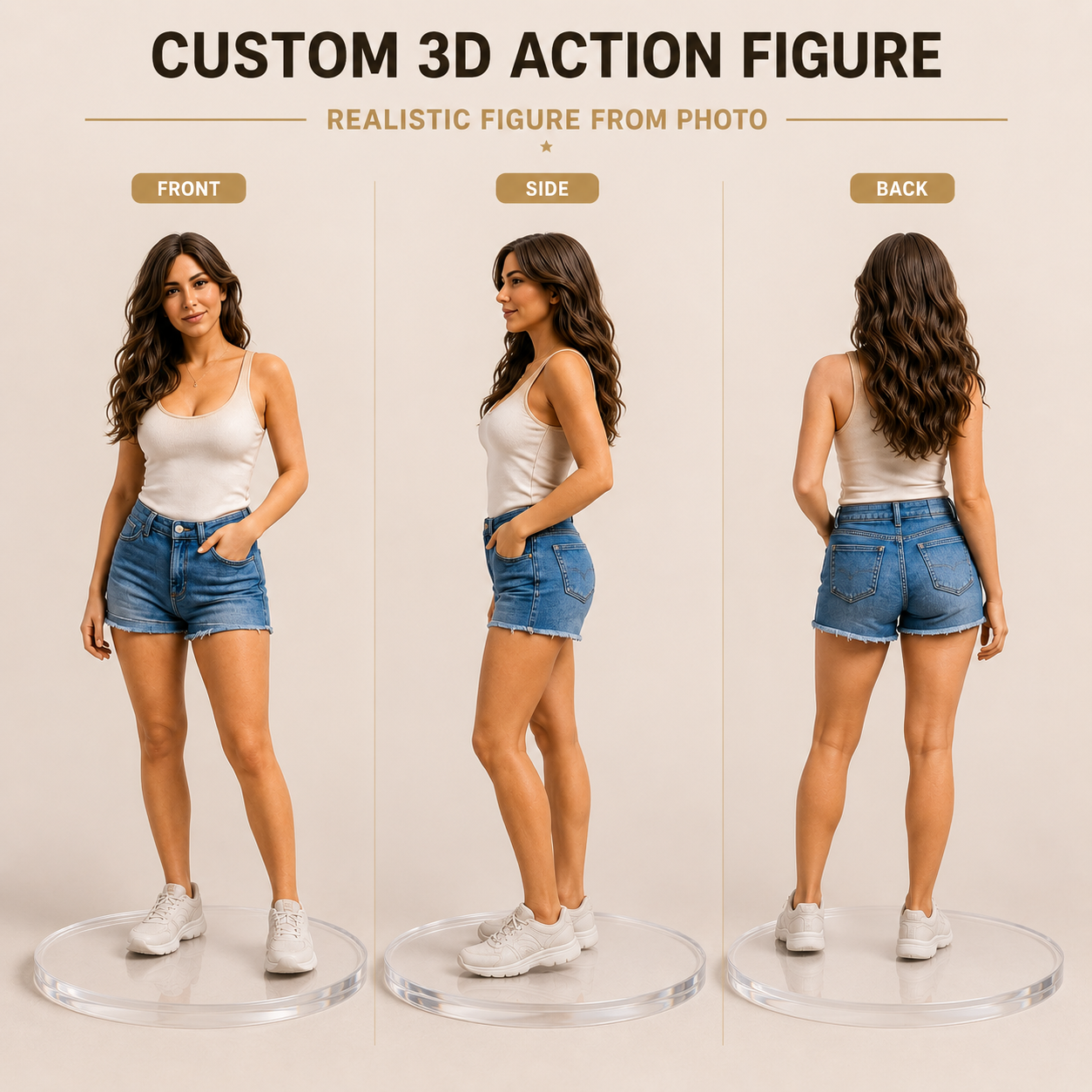 Custom Realistic 3D Figurine from Photo Personalized Full-Body Action Figure with Display Box