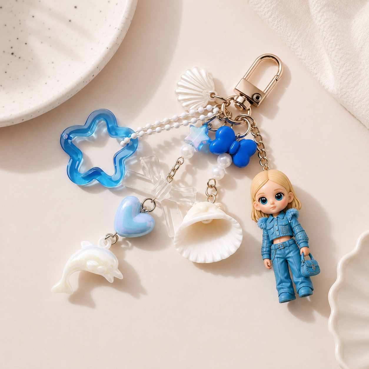 Custom 3D Keychain Figure from Photo with Cute Dolphin Accessory Personalized Perfect Gift for Family Couples & Pets Unique Gift for Couples Birthday Anniversary
