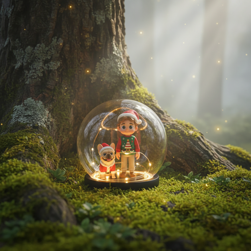 Personalized 3D Figurine Round Base LED Night Light Unique Gift for Home Bedroom Decor and Special Celebrations