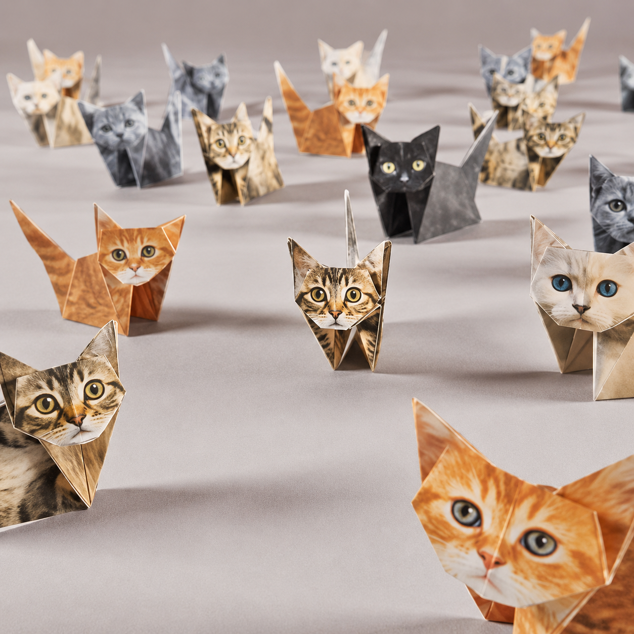 DIY Paper Cats Origami Kit 50PCS Fold Your Own Paper Cat Craft Kit for Kids & Adults
