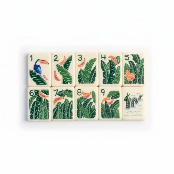 2026Design Luxury Blue Checkered Pattern Acrylic/Melamine America Mahjong Tiles 160 Pieces Thin Slice Portable Travel Gear