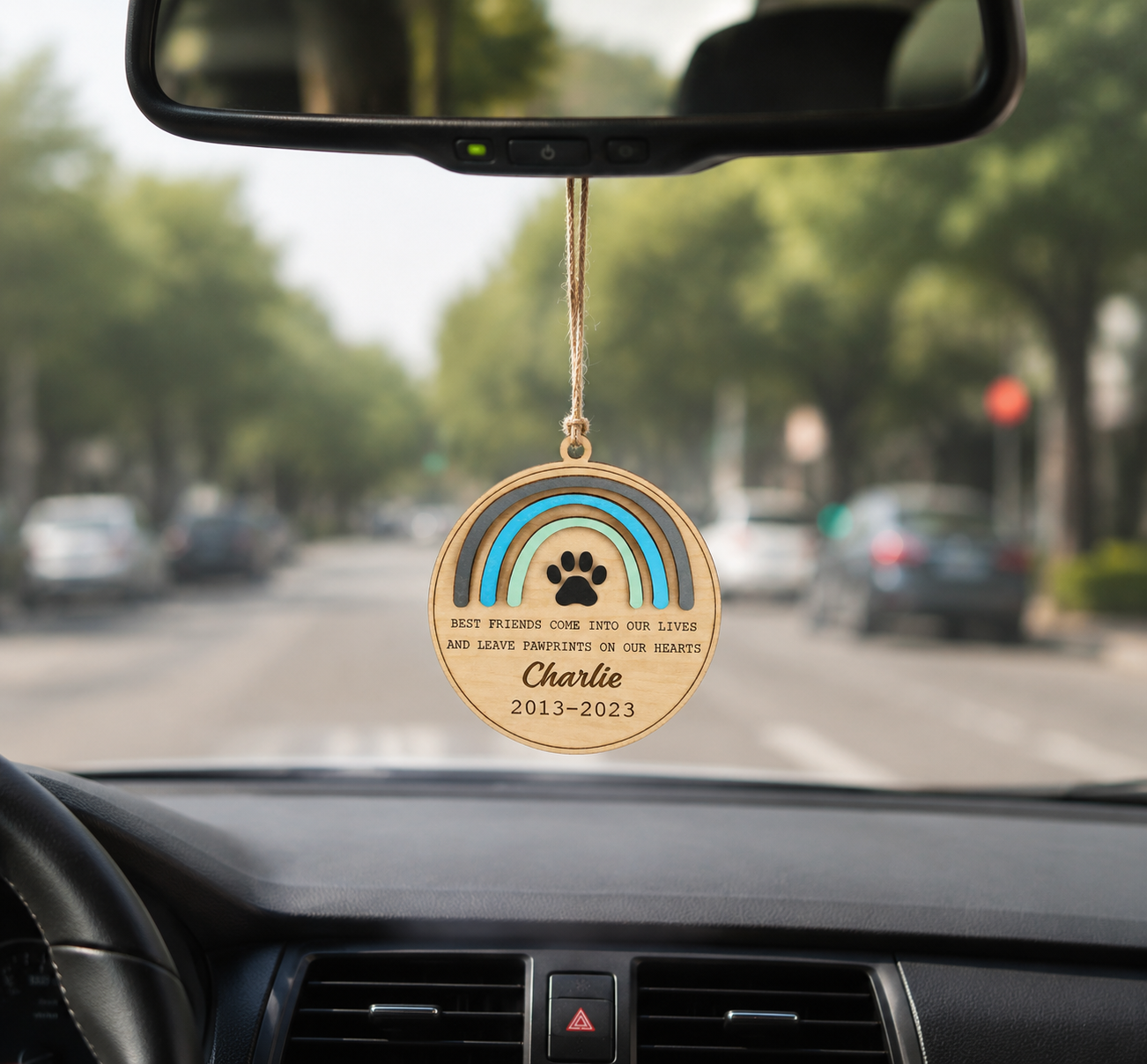Custom Wooden Pet Memorial Ornament Personalized Dog Paw Print Sympathy Gift Rainbow Bridge Keepsake with Name & Date
