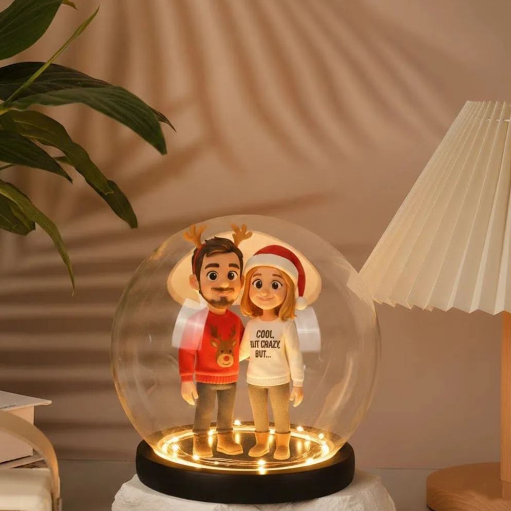 Personalized 3D Figurine Round Base LED Night Light Unique Gift for Home Bedroom Decor and Special Celebrations