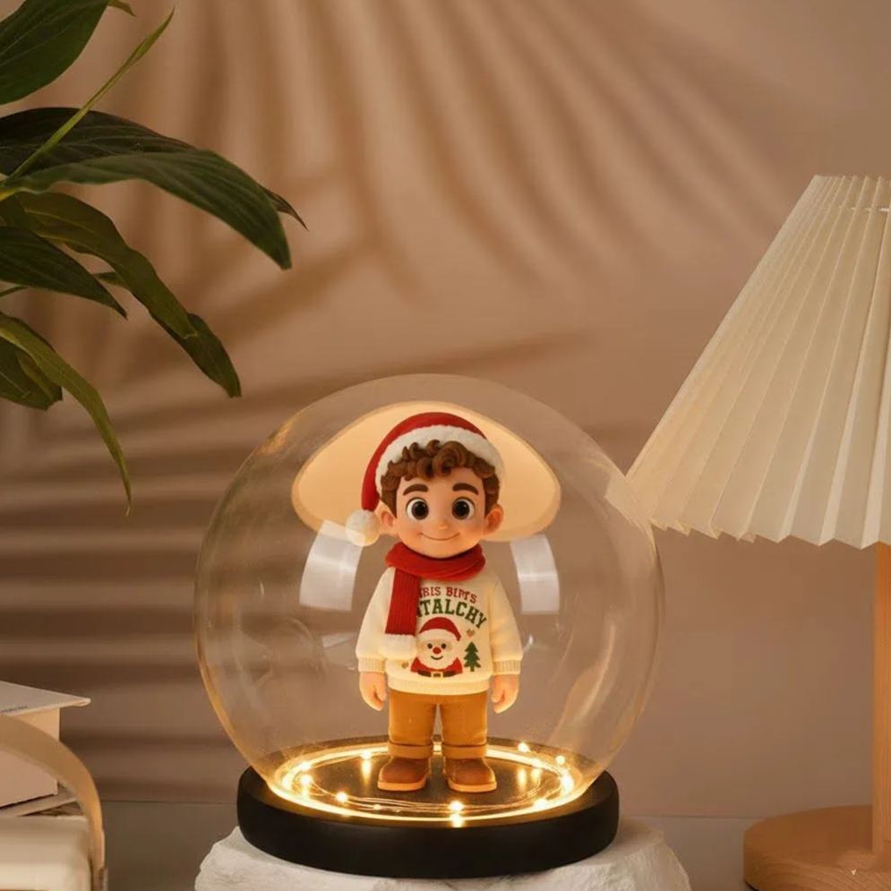 Personalized 3D Figurine Round Base LED Night Light Unique Gift for Home Bedroom Decor and Special Celebrations