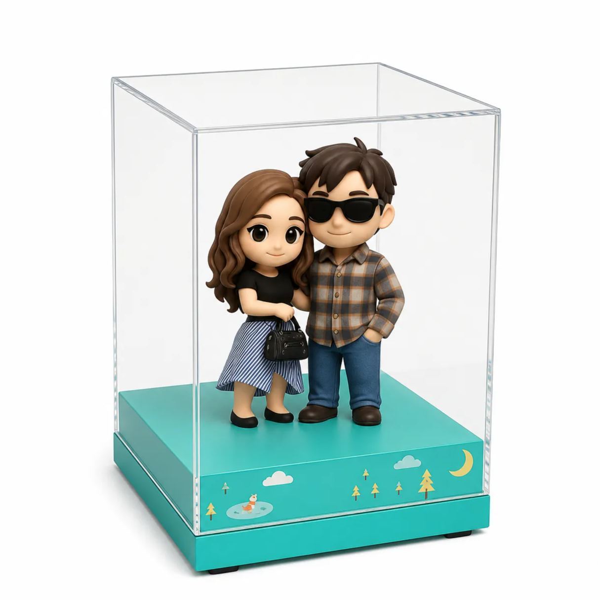 Custom 3D Figure from Photo with Acrylic Box Personalized Perfect Gift for Family Couples & Pets Unique Gift for Couples Birthday Anniversary