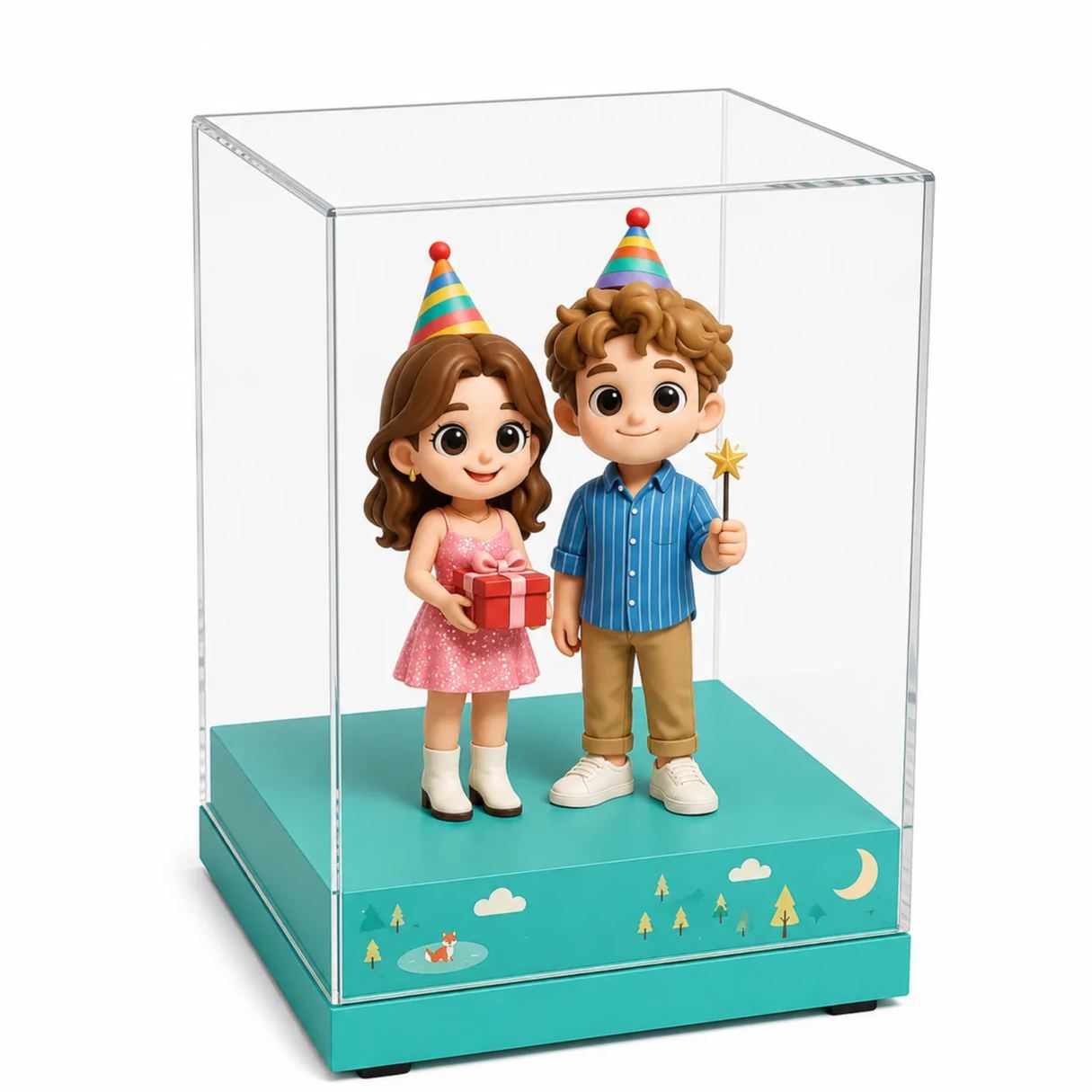 Custom 3D Figure from Photo with Acrylic Box Personalized Perfect Gift for Family Couples & Pets Unique Gift for Couples Birthday Anniversary