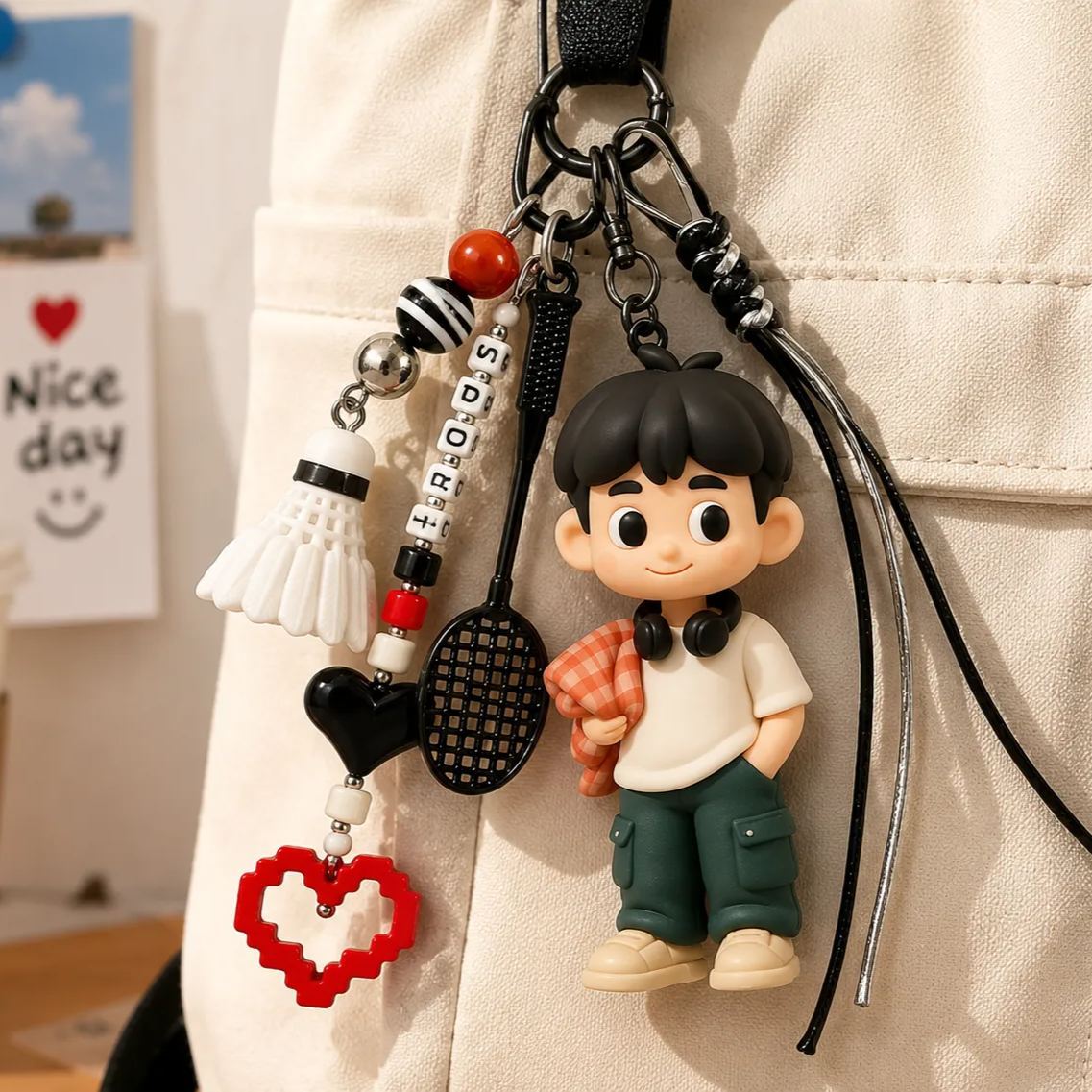 Custom Badminton 3D Keychain Figure From Photo – Personalized Chibi Couple Keychain Gift for Sports Lovers