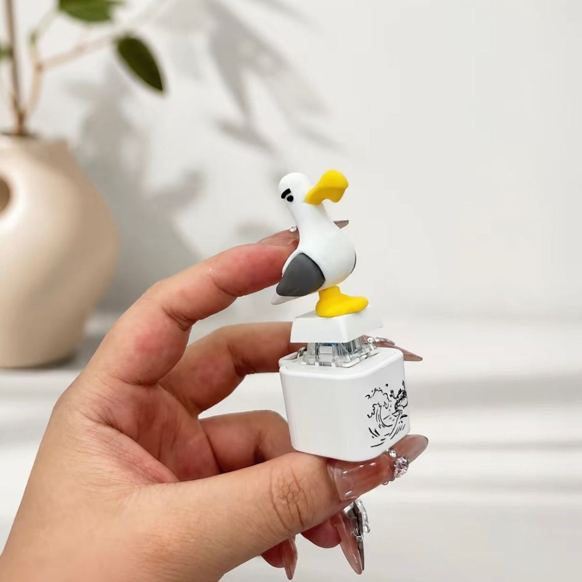 Seagull MINE Button Keychain with Real Sound and LED Light Funny Fidget Clicker Gag Gift - 