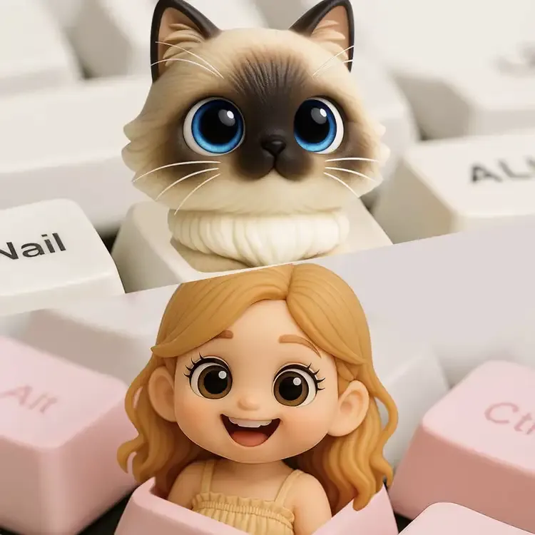 Custom 3D Cartoon Keycap for Mechanical Keyboard 9 Color Options Personalized Mini Bust Figurine from Photo Make Unique Keyboard Accessory Personalized Gift