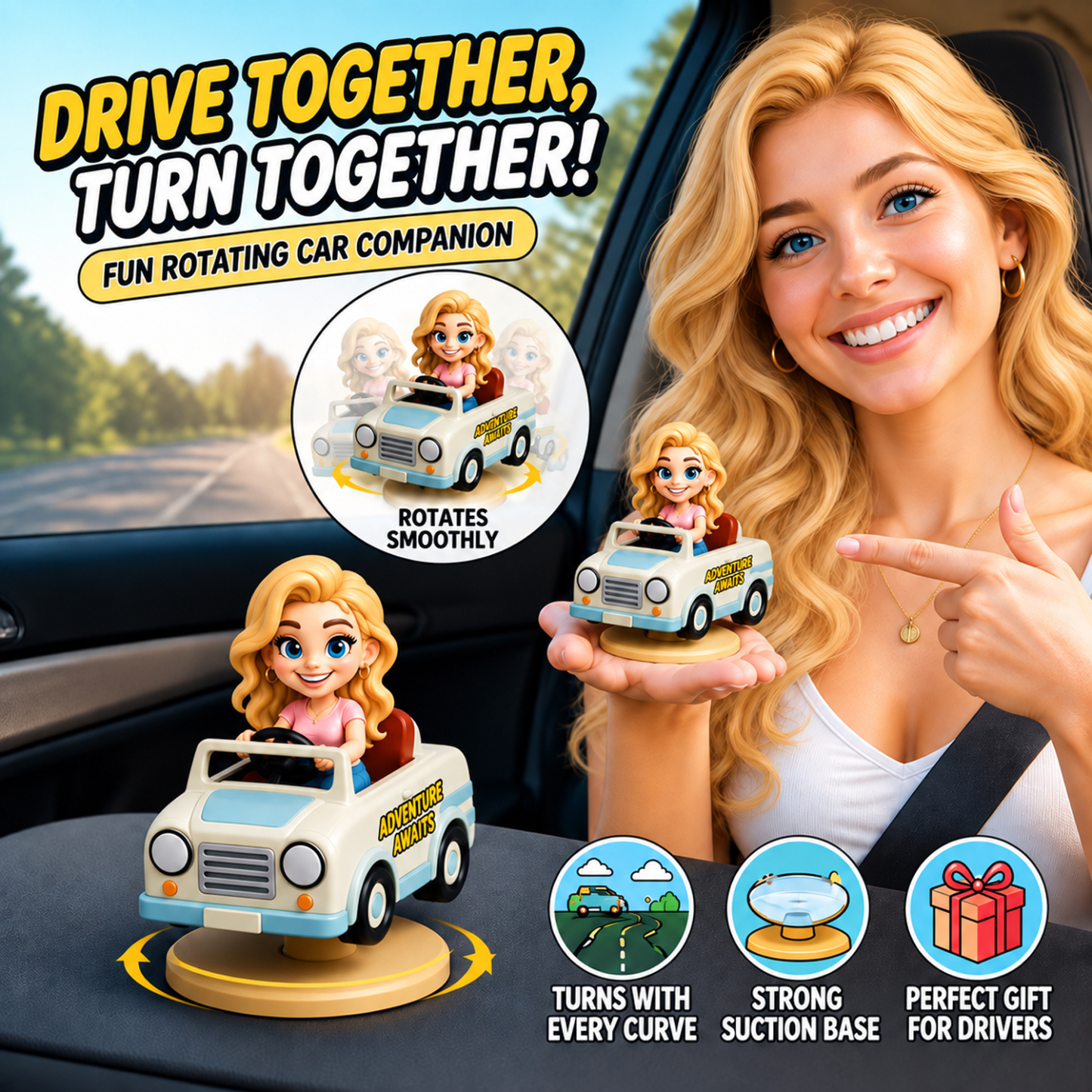 Custom Cartoon 3D Car Dashboard Figurine – Personalized Mini Character Car Decor, Cute 3D Car Interior Accessory & Gift