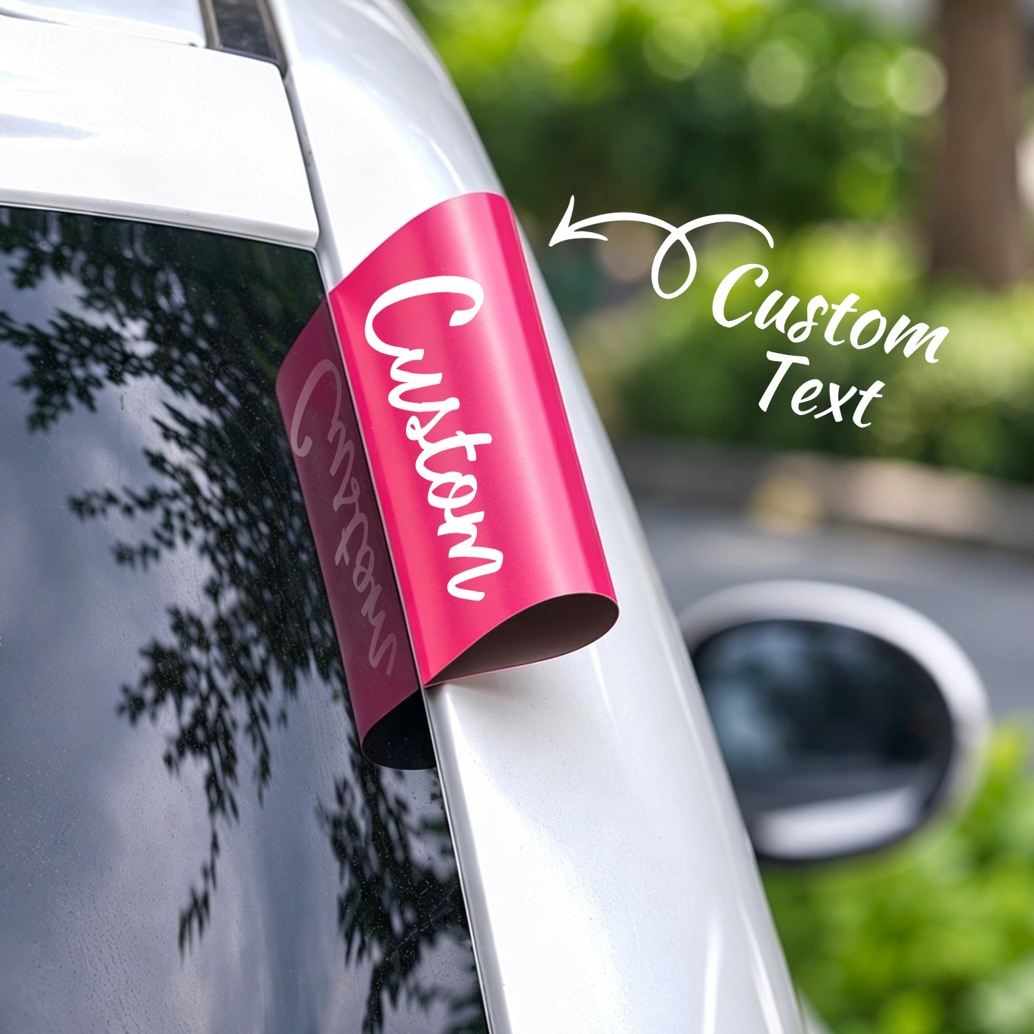 Custom Double-Sided Car Text Sticker - Personalized Name Decal for Car Window & Roof - 4 Fonts & 4 Colors Available
