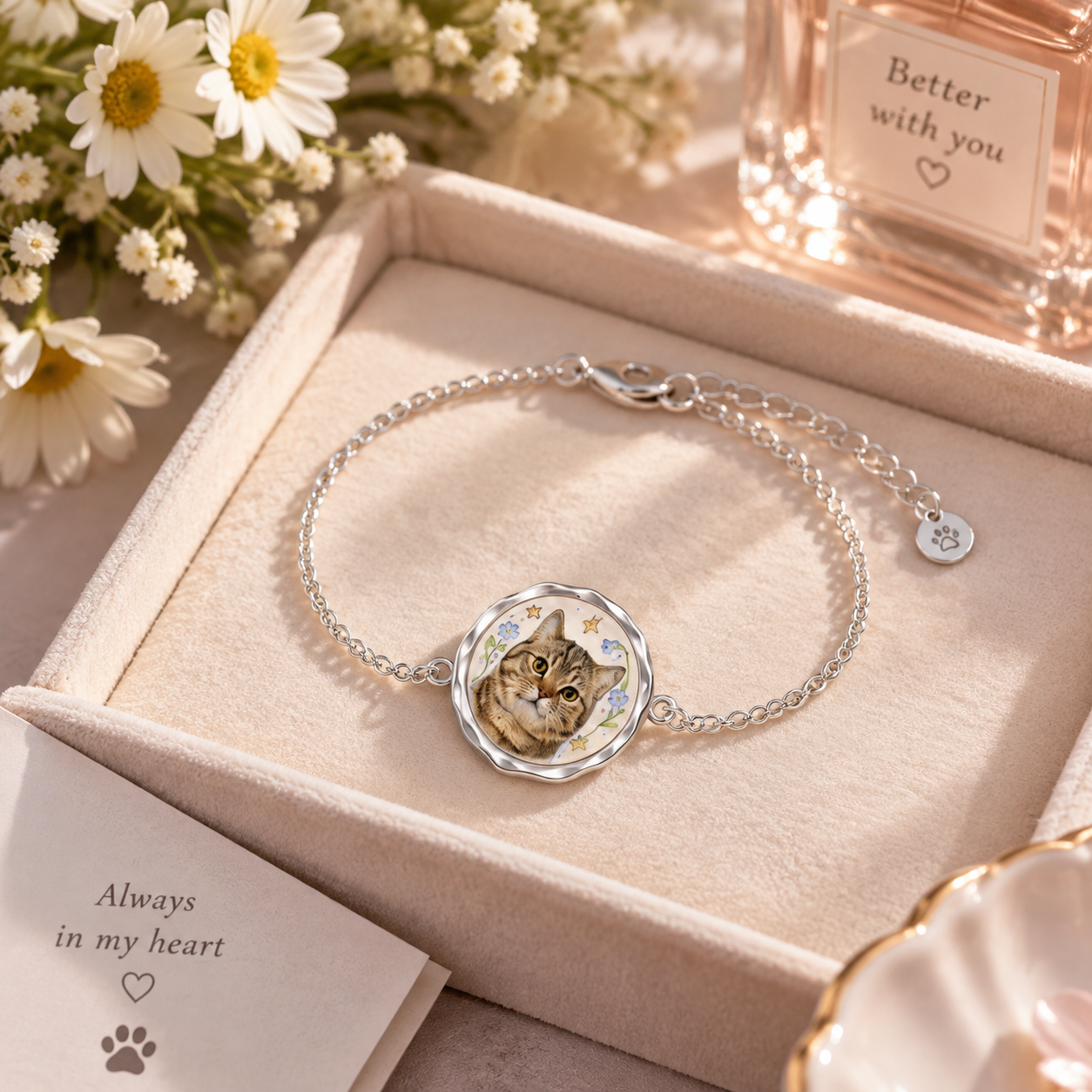 Personalized Pet Photo Bracelet Custom Dog & Cat Portrait Bracelet Memorial Jewelry Gift for Pet Lover