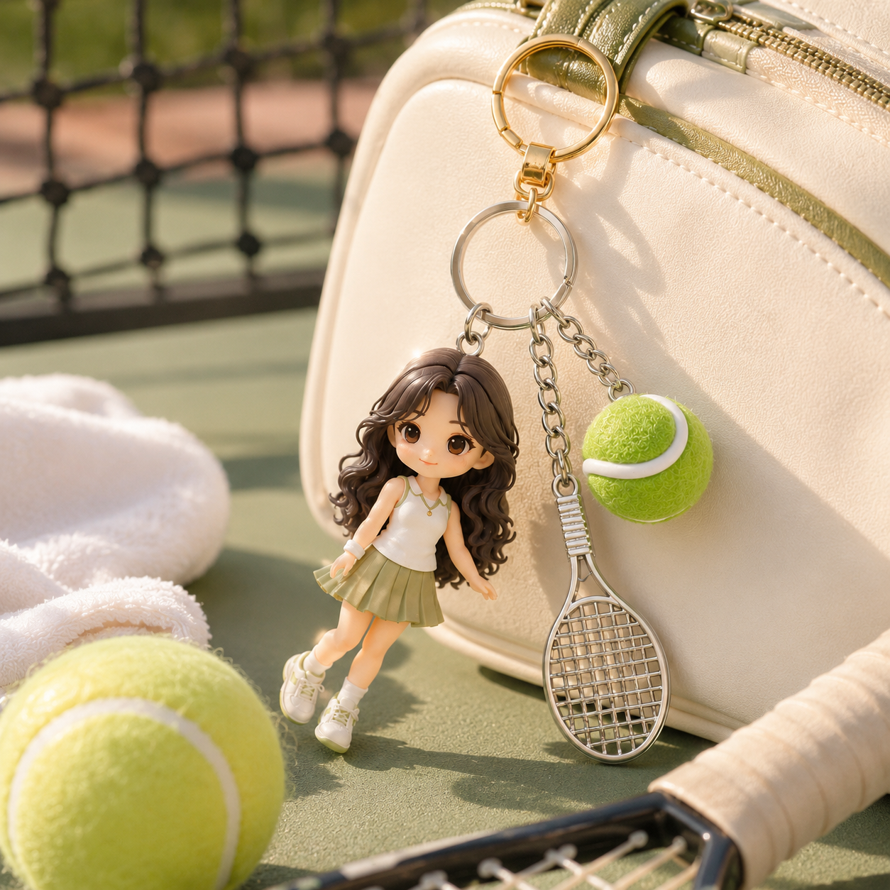 Custom 3D Figure Keychain Personalized Mini Tennis Player Doll Keychain Sports Gift