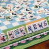 Luxury Travel Mahjong Tiles — 160 Slim Acrylic Tiles with Blue & White Checkered Design