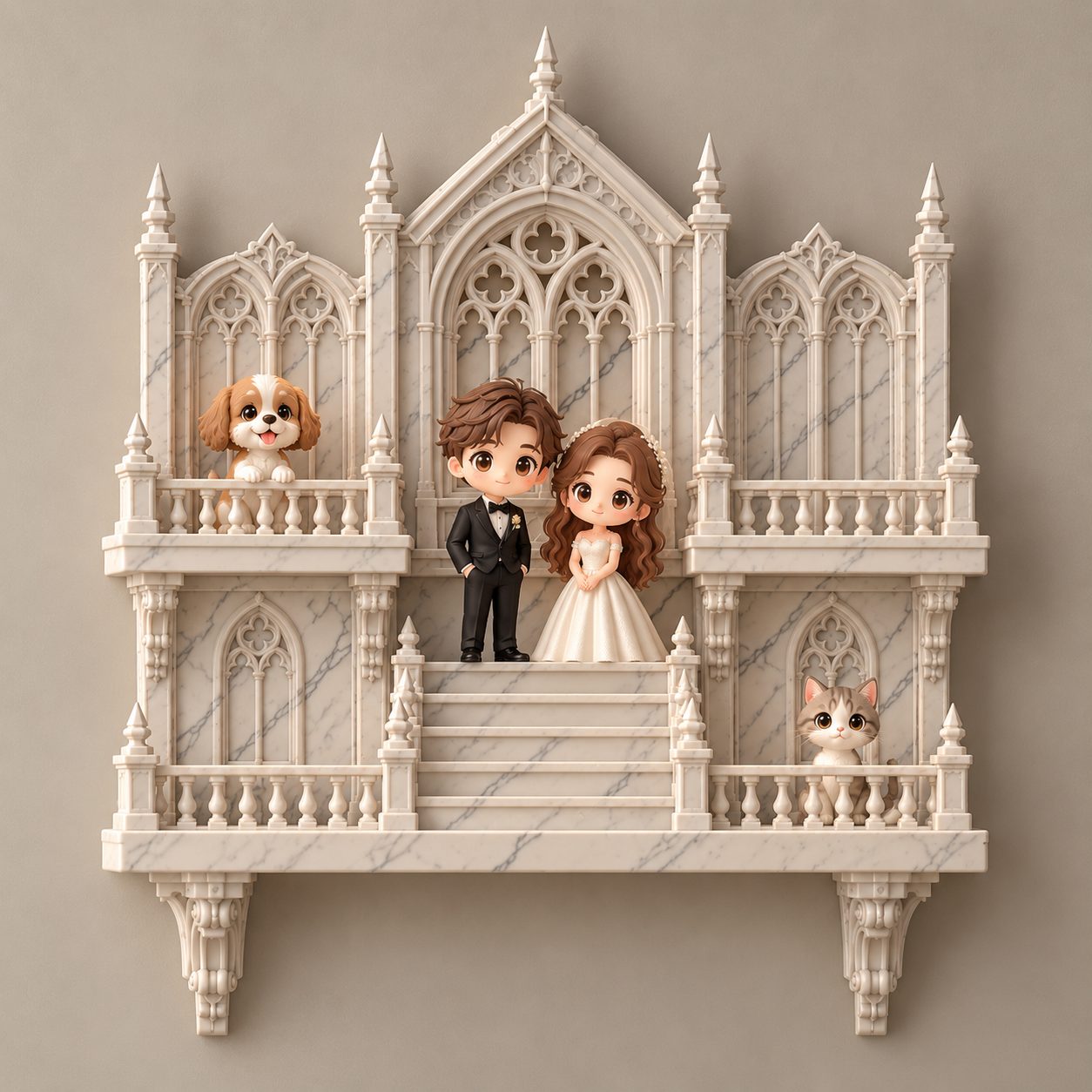 Custom 3D Action Figure from Your Photo Personalized Toy Figure Unique & Memorable Gift Gothic Marble Staircase Wall Art for Anniversary Gift, Home Decor
