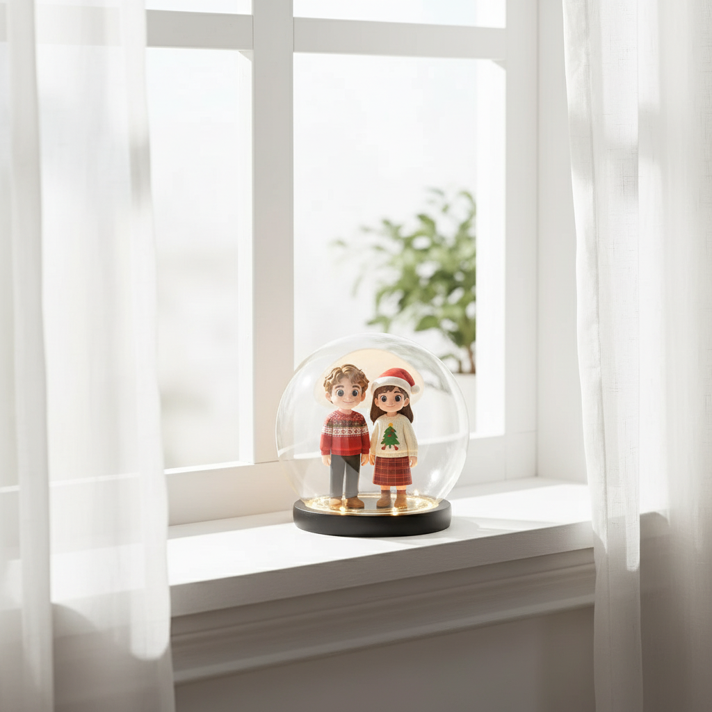 Personalized 3D Figurine Round Base LED Night Light Unique Gift for Home Bedroom Decor and Special Celebrations