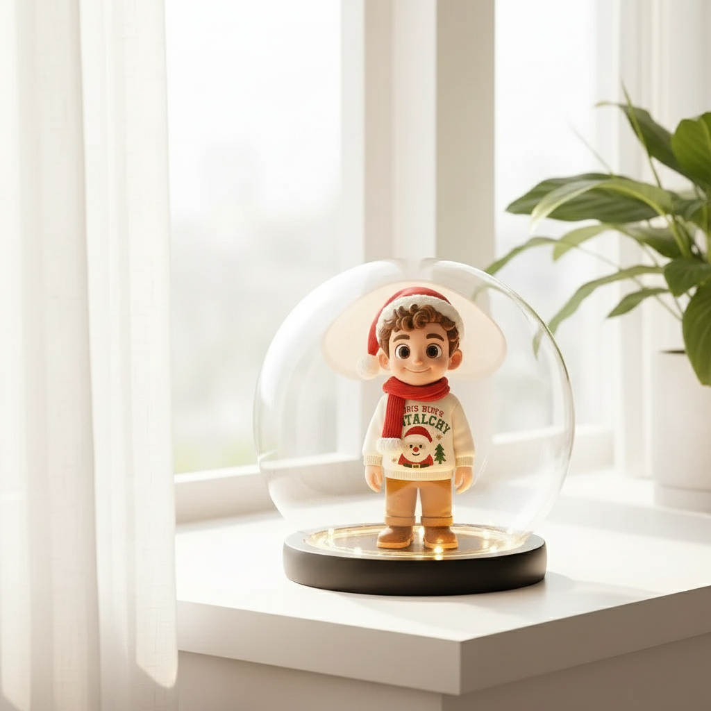 Personalized 3D Figurine Round Base LED Night Light Unique Gift for Home Bedroom Decor and Special Celebrations