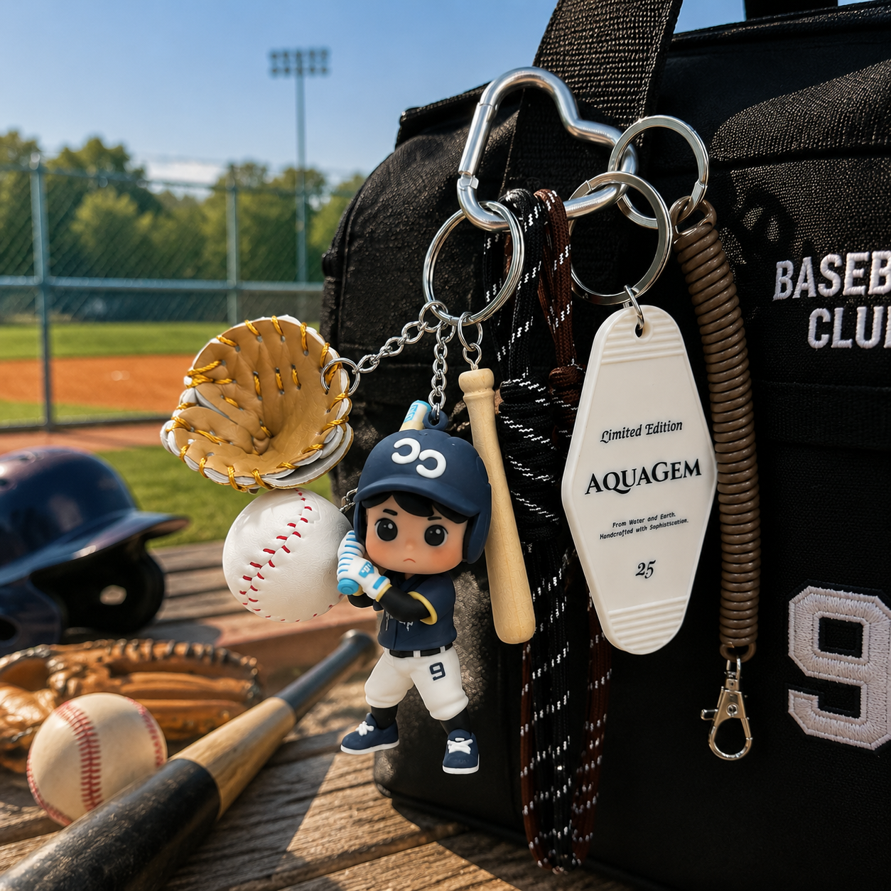 Custom 3D Figure Keychain Personalized Baseball Couple Doll Keychain Cute Couple Gift & Bag Charm