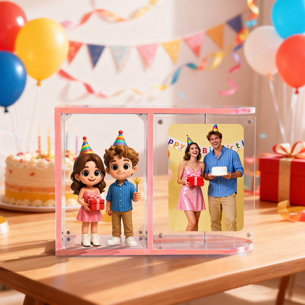 Colorful Clear Acrylic Display Case for Mini Figures Photo Cards & Collectibles Custom 3D Figurine Stand