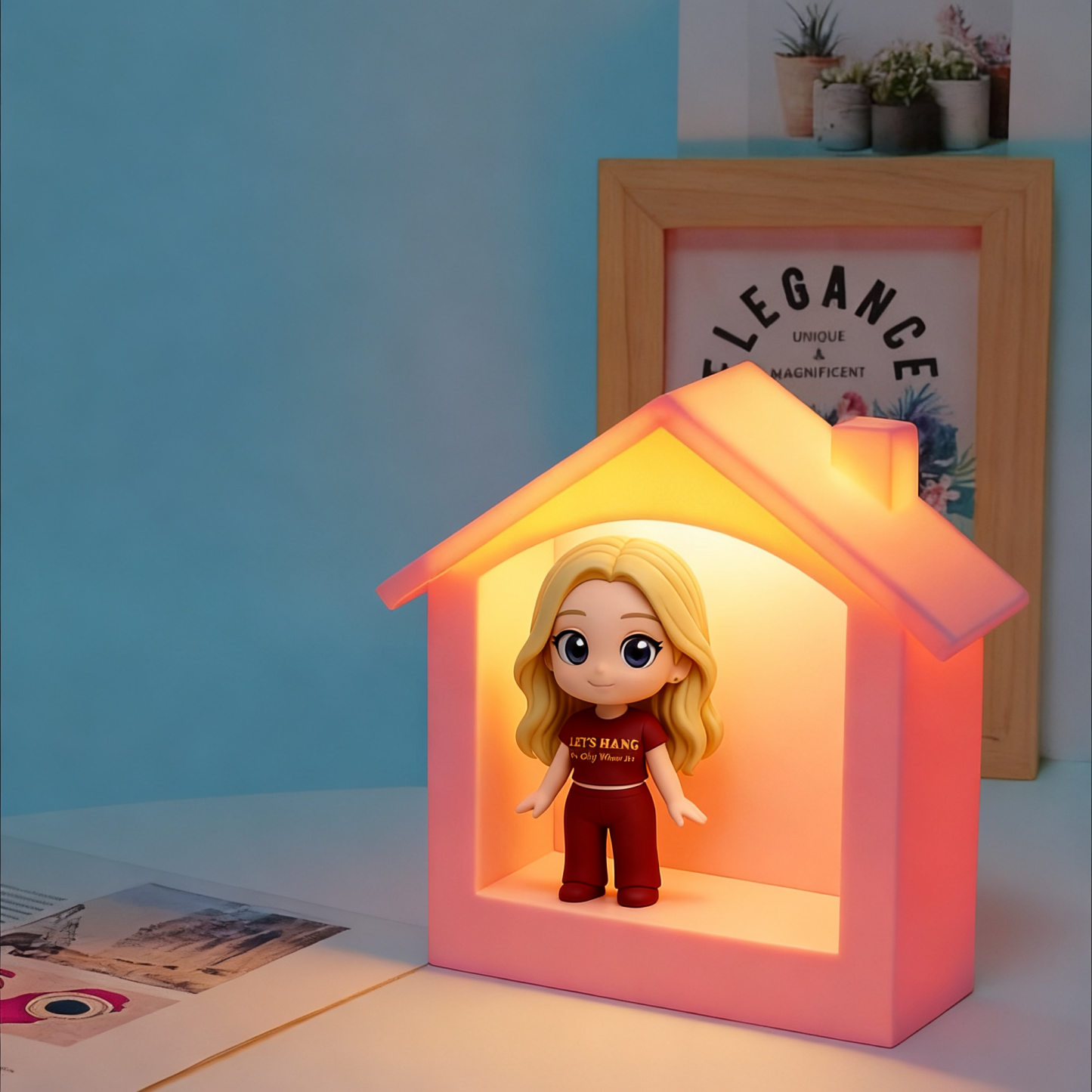 Custom Couple 3D Figurine Night Light Cute House-Shaped Warm Glow Lamp for Home Decor & Gifts