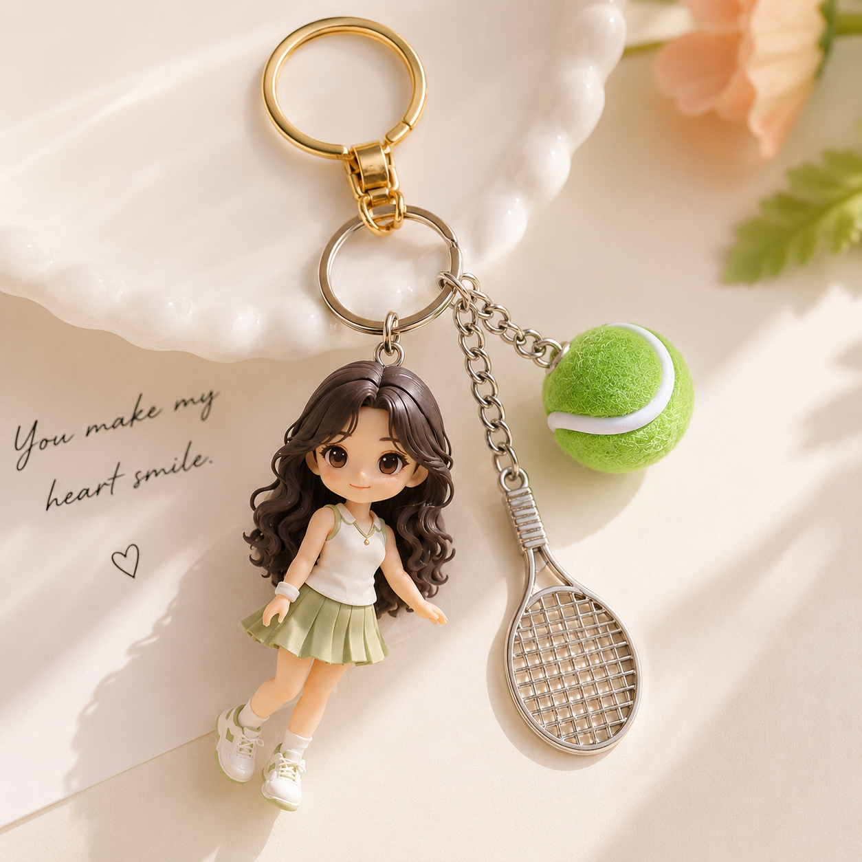 Custom 3D Figure Keychain Personalized Mini Tennis Player Doll Keychain Sports Gift