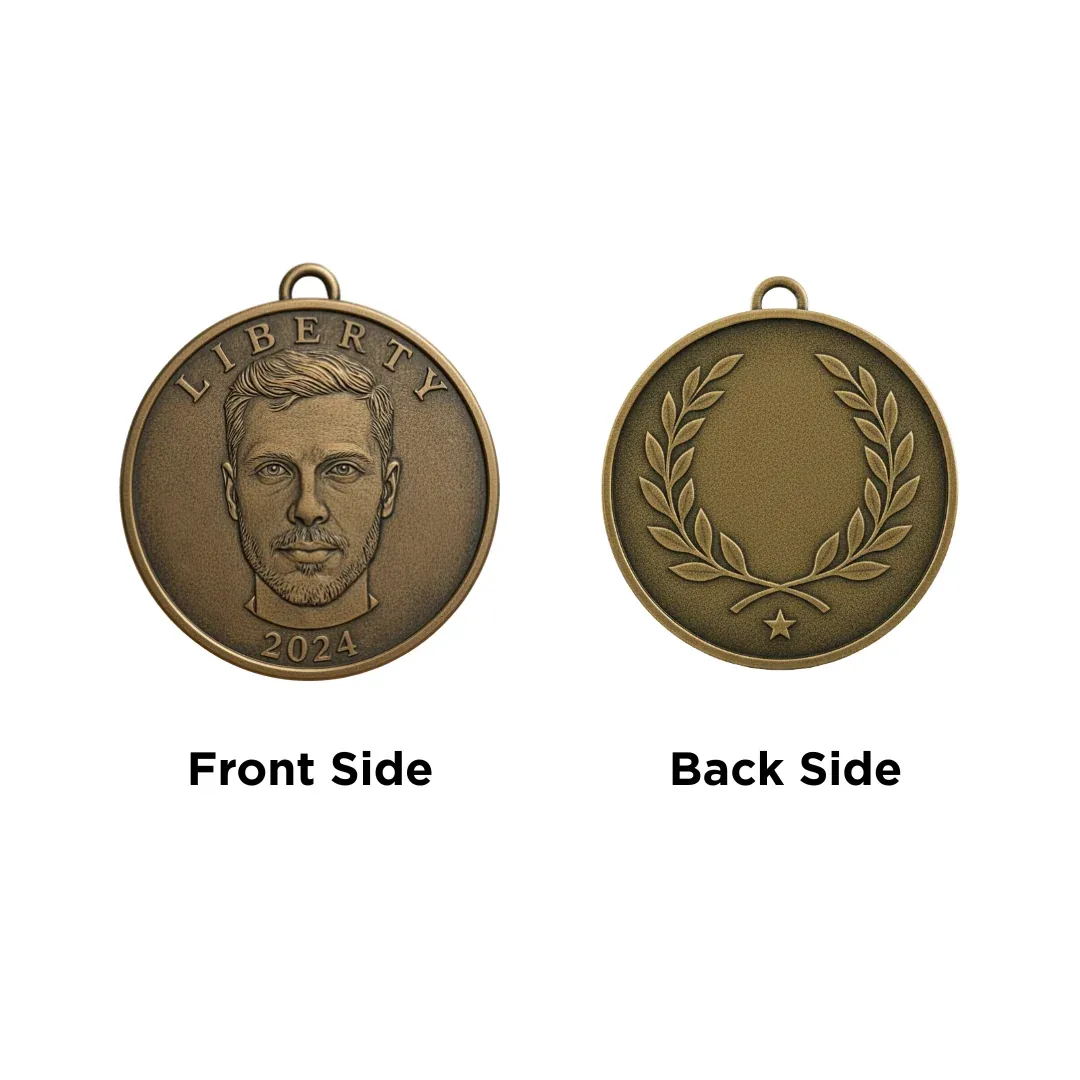 Custom 3D Portrait Coin from Photo Personalized Engraved Keepsake Gift