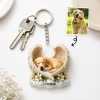 Personalized 3D-Effect Artwork Pet Photo Angel Wings Clear Acrylic Keychain with Name Memorial Gift for Pet Owners Loss of Pet