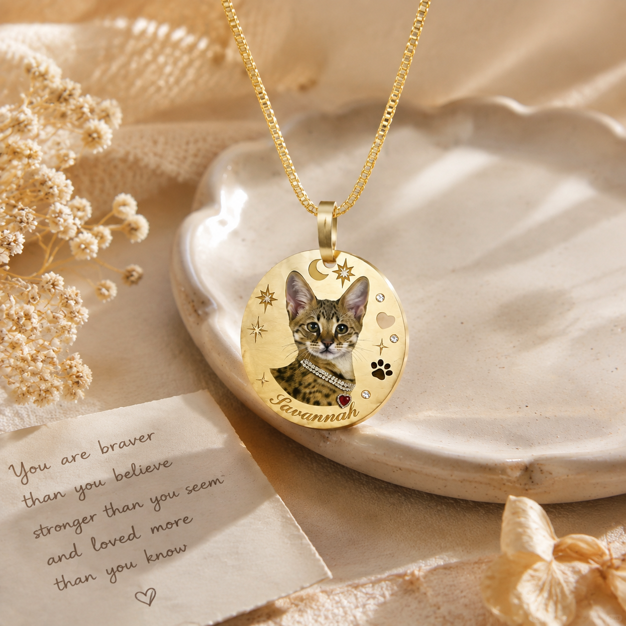 Personalized Pet Memorial Necklace Custom Photo Pendant Keepsake Gift for Pet Lovers