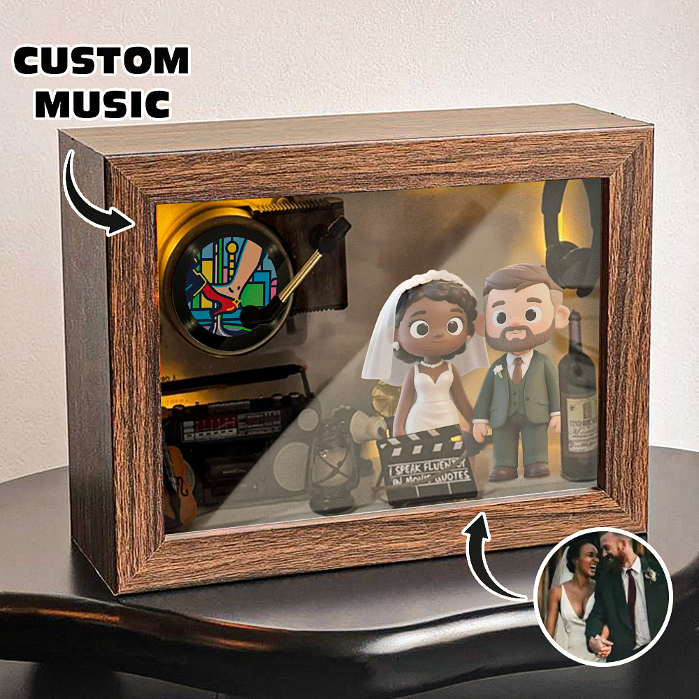 Custom Photo 3D Action Figure Music Box Personalized Music Player Gift for Her