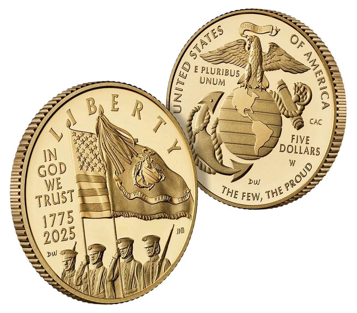 U.S. Marine Corps 250th Anniversary 2025 Proof Five-Dollar Gold Coin