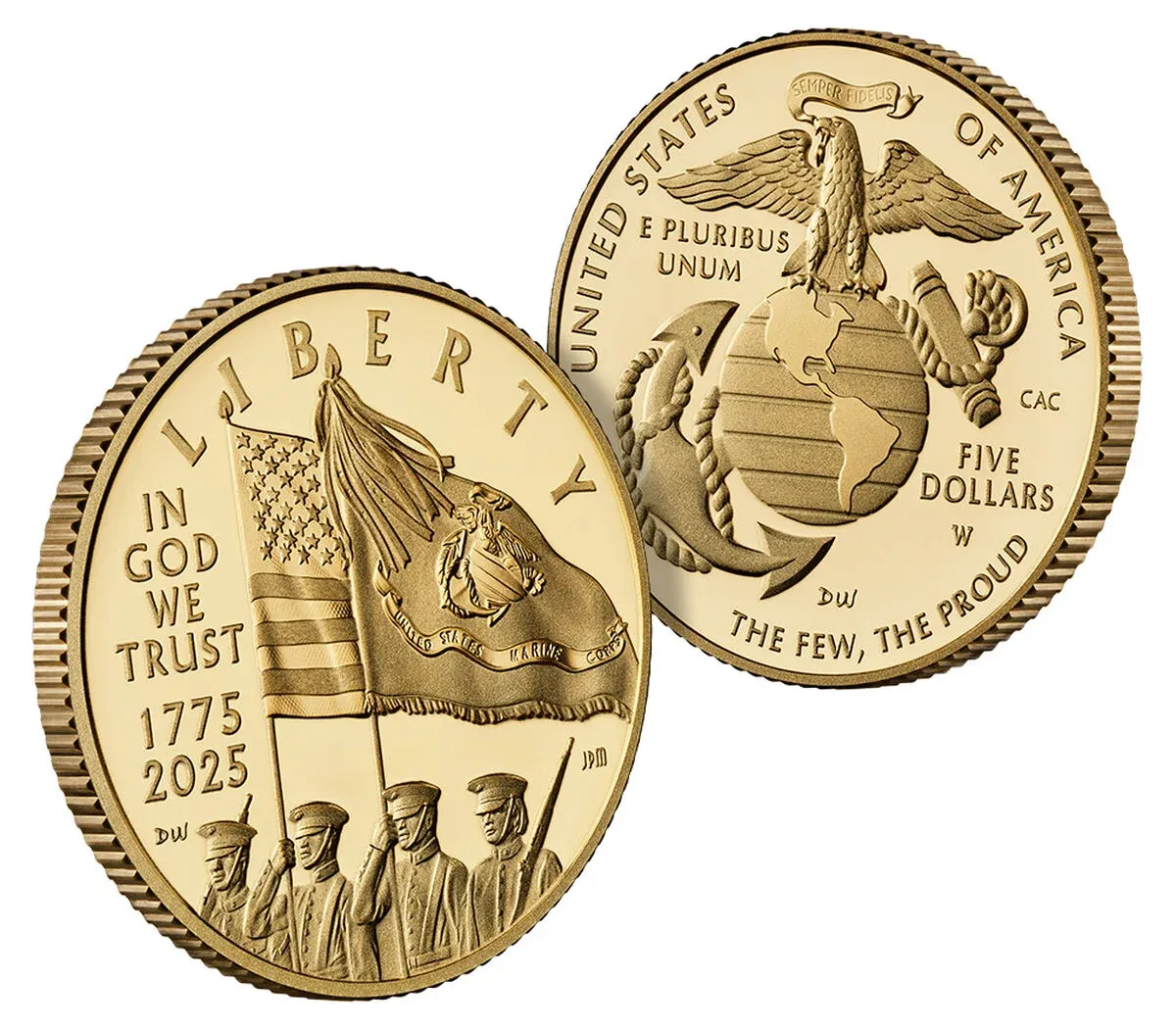U.S. Marine Corps 250th Anniversary 2025 Proof Five-Dollar Gold Coin