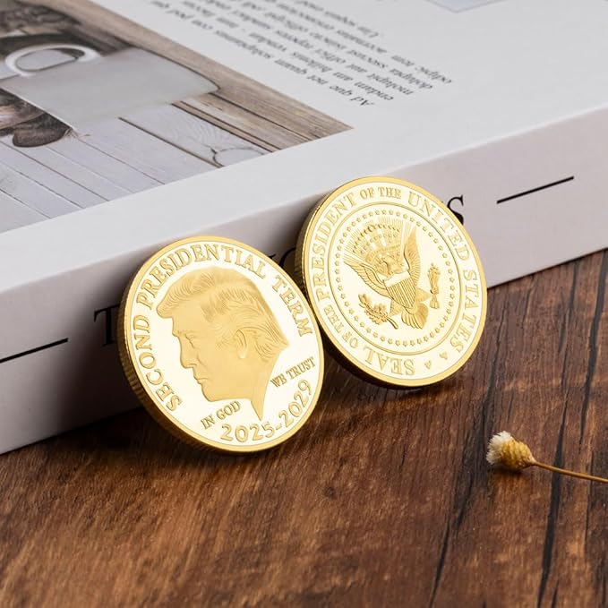 🔥1 US Donald Trump gold commemorative coin "Second Term 2021-2025 and 2025-2029 In God We Trust" collector's coin🪙