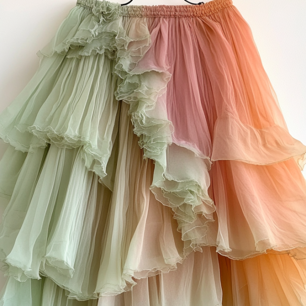 Summer gradient ruffle skirt 32f5