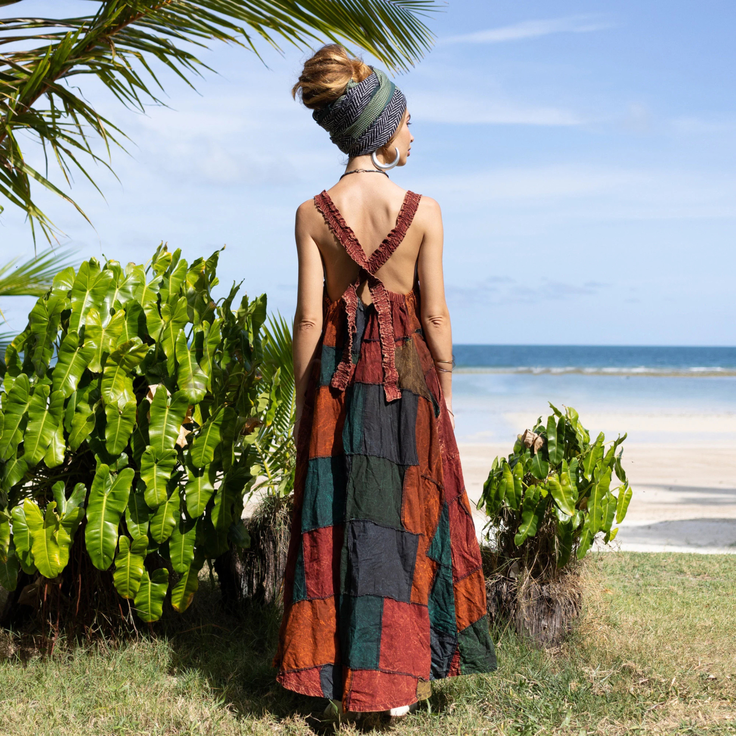 Cotton Handmade Boho Sleeveless Cross Back Open Back