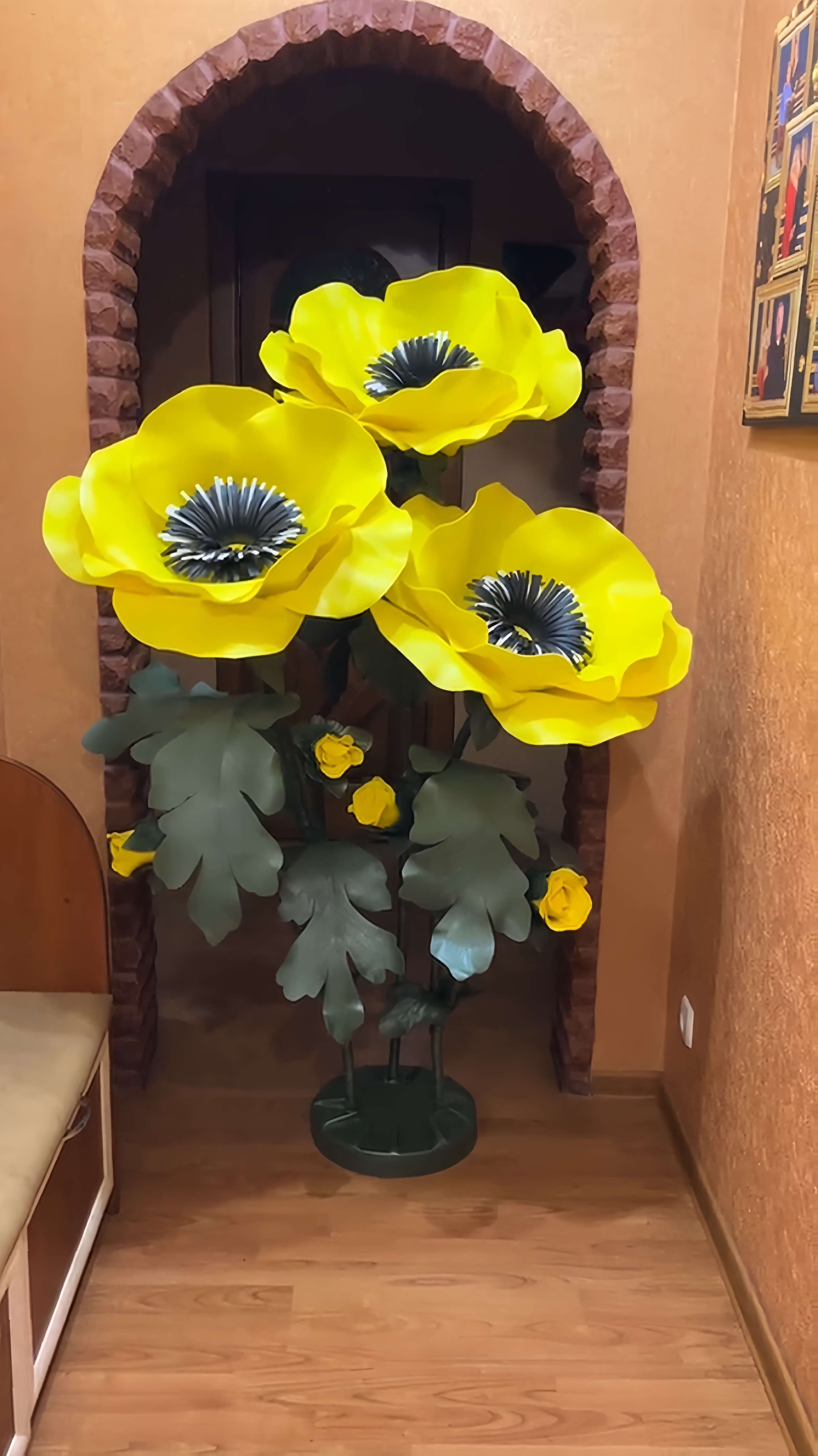 Giant Artificial Anemone Flower - Yellow