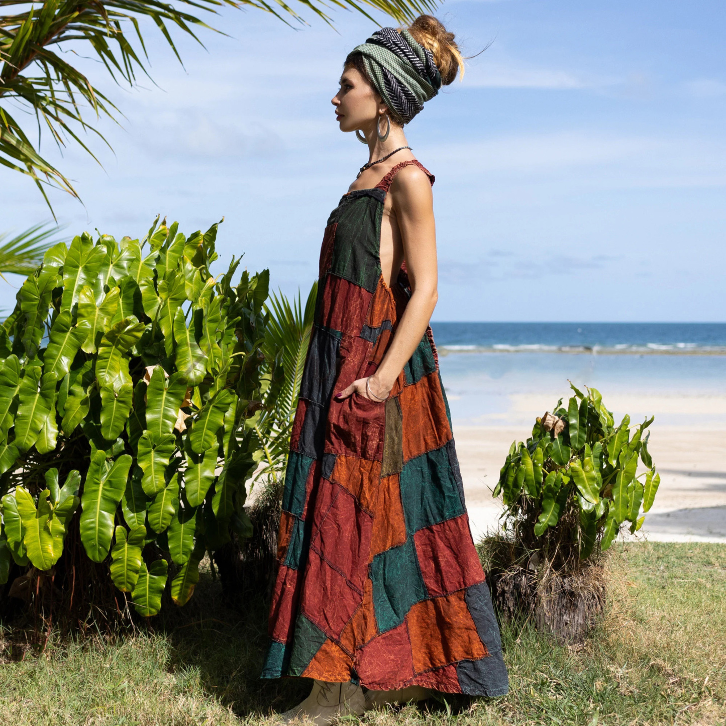 Cotton Handmade Boho Sleeveless Cross Back Open Back
