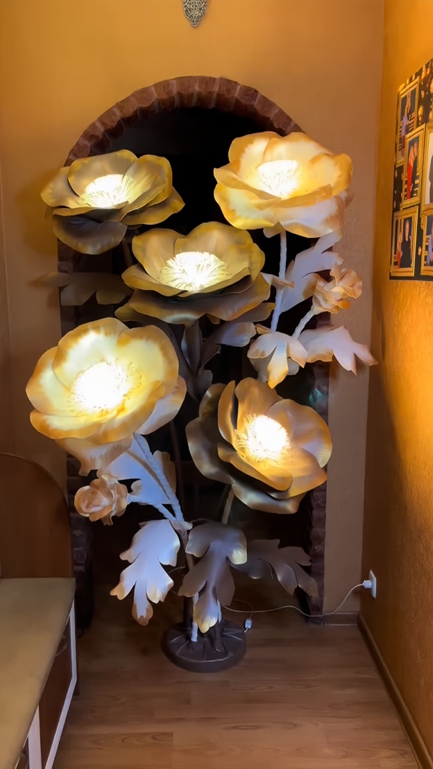 Giant Artificial Rose Decoration - Gold & Brown