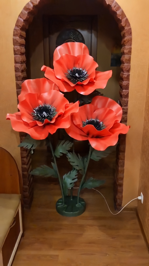 Giant Artificial Anemone Flower - Orange