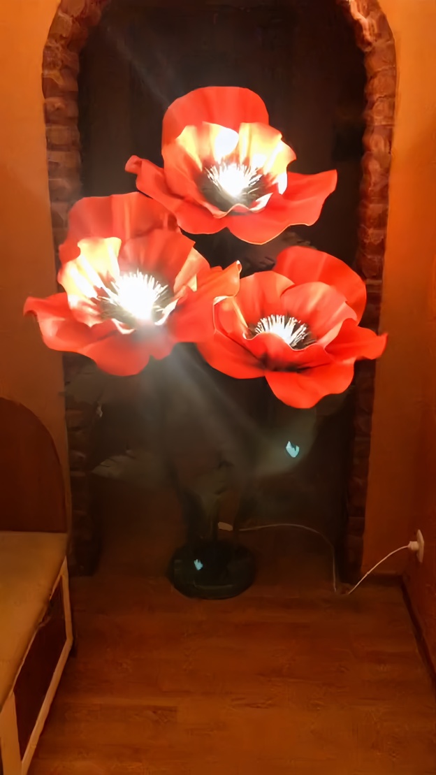 Giant Artificial Anemone Flower - Orange