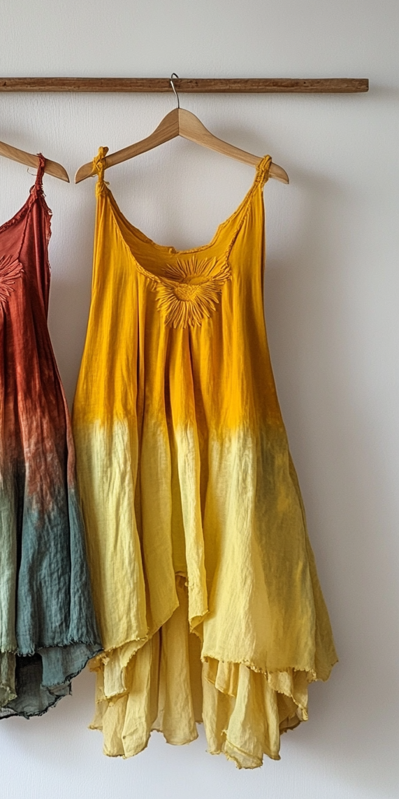 Vacation Handmade Color-Blocking Rainbow Irregular Dress d2c3