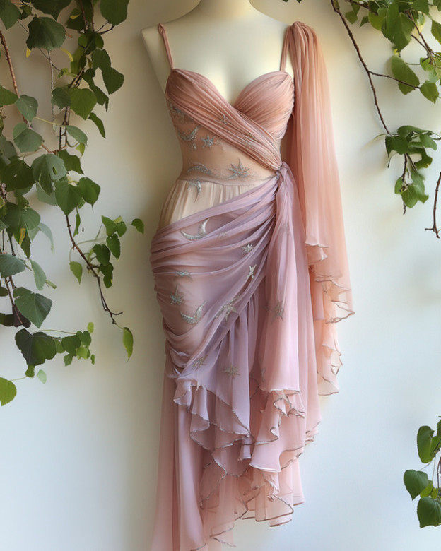 Handmade oil painting print dress 4375