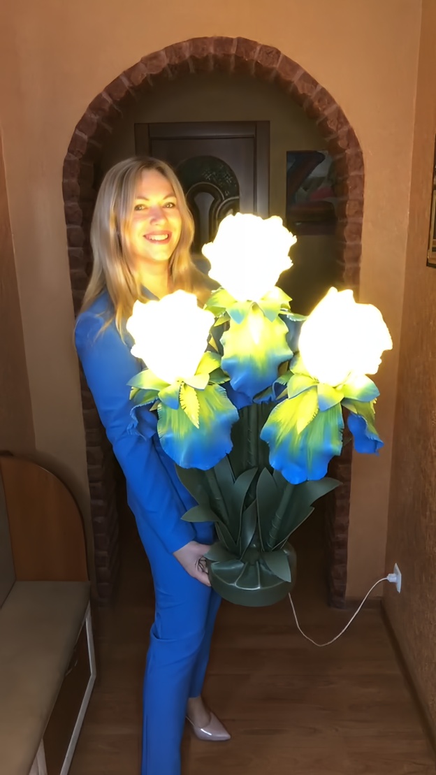 Handmade Artificial Iris Decoration - Yellow & Blue