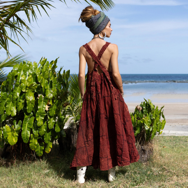 Cotton Handmade Boho Sleeveless Cross Back Open Back