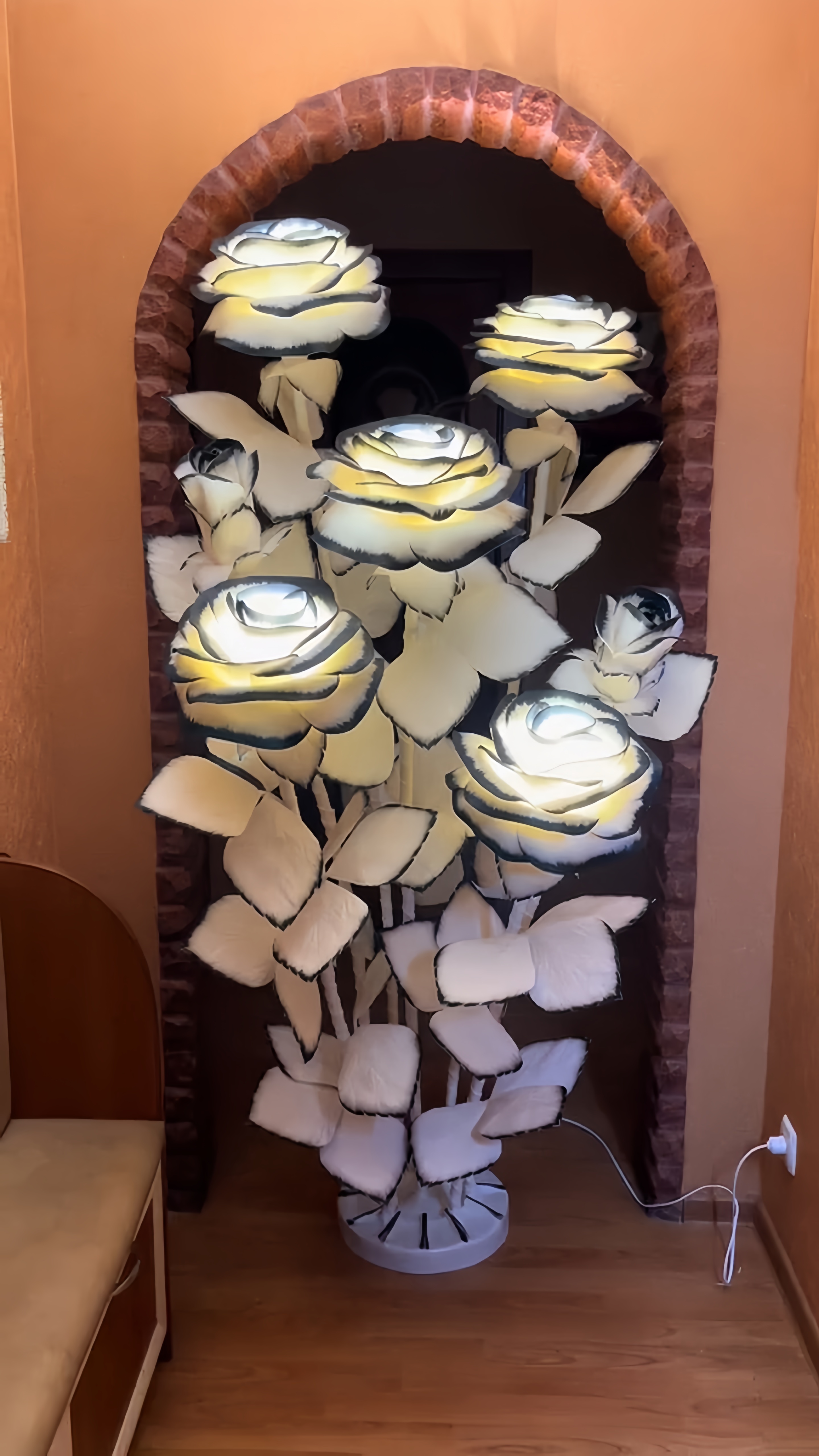 Giant Simulated Gradient Rose Decoration - Black & White