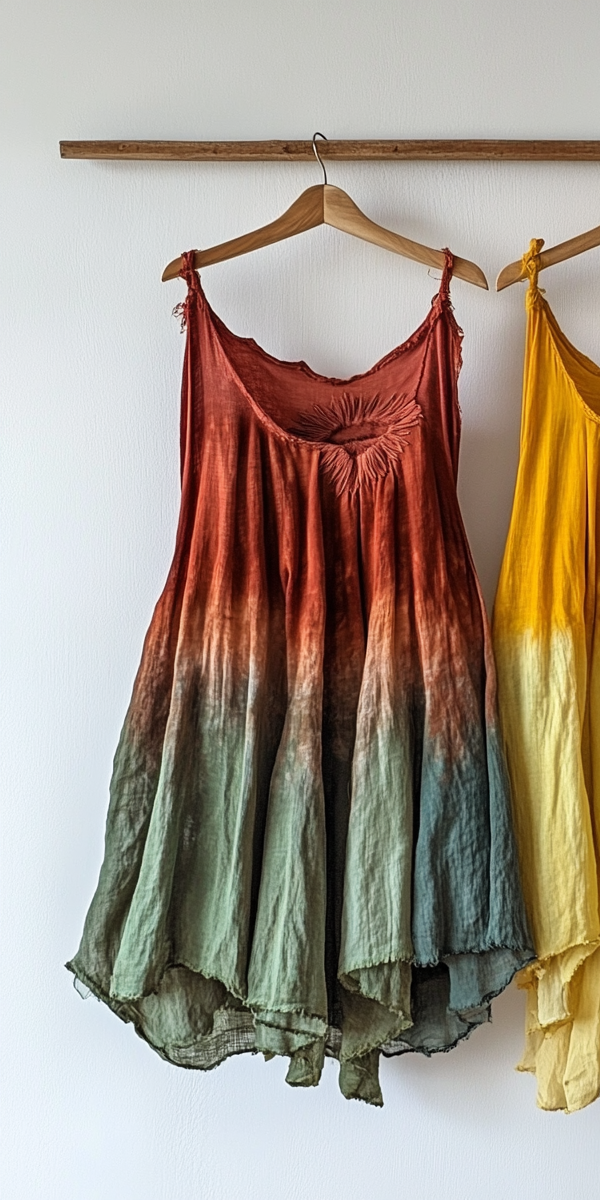 Vacation Handmade Color-Blocking Rainbow Irregular Dress d2c3