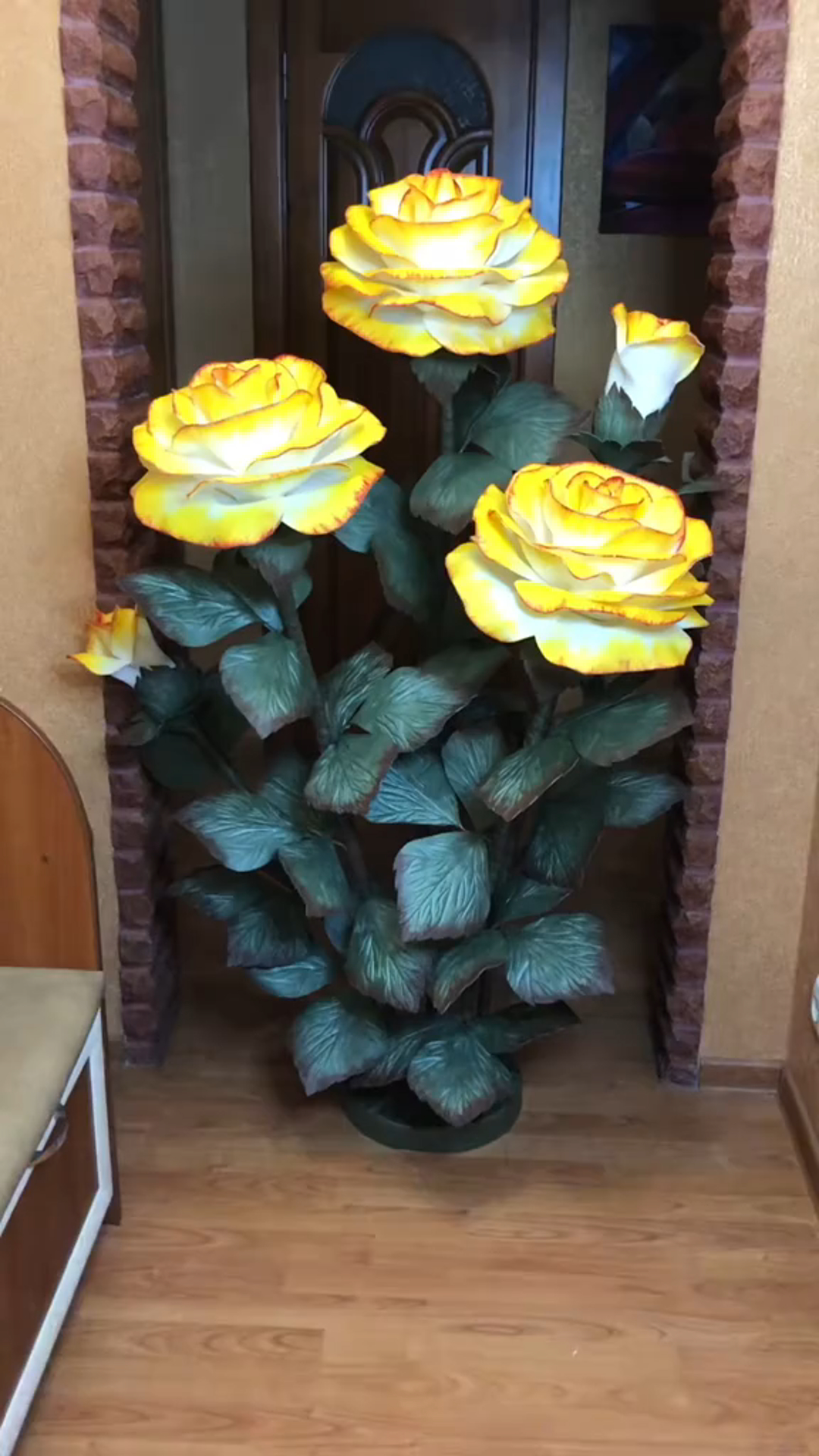 Giant Artificial Rose Flower Decorative Lamp - Yellow