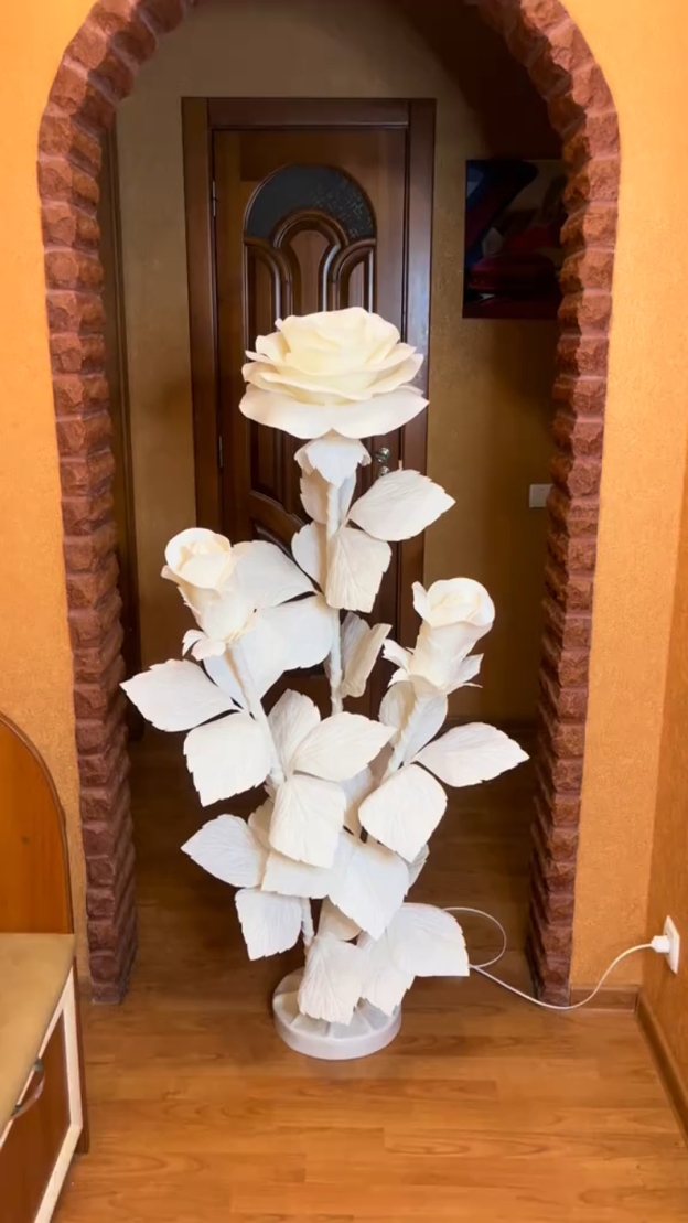 Giant Artificial Rose Flower Decorative Lamp -  white 5