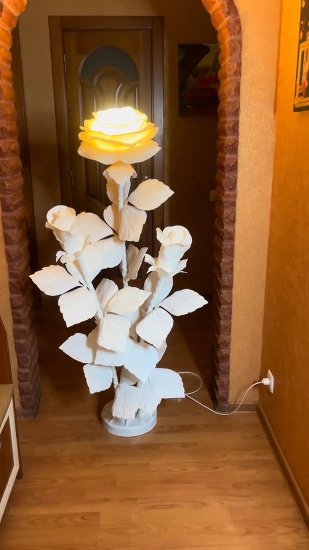 Giant Artificial Rose Flower Decorative Lamp -  white 5
