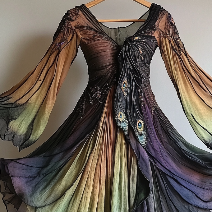 Hand-stitched irregular dress 8741